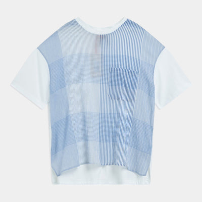 Semicouture Tee shirt bimateriale millerighe - Bianco