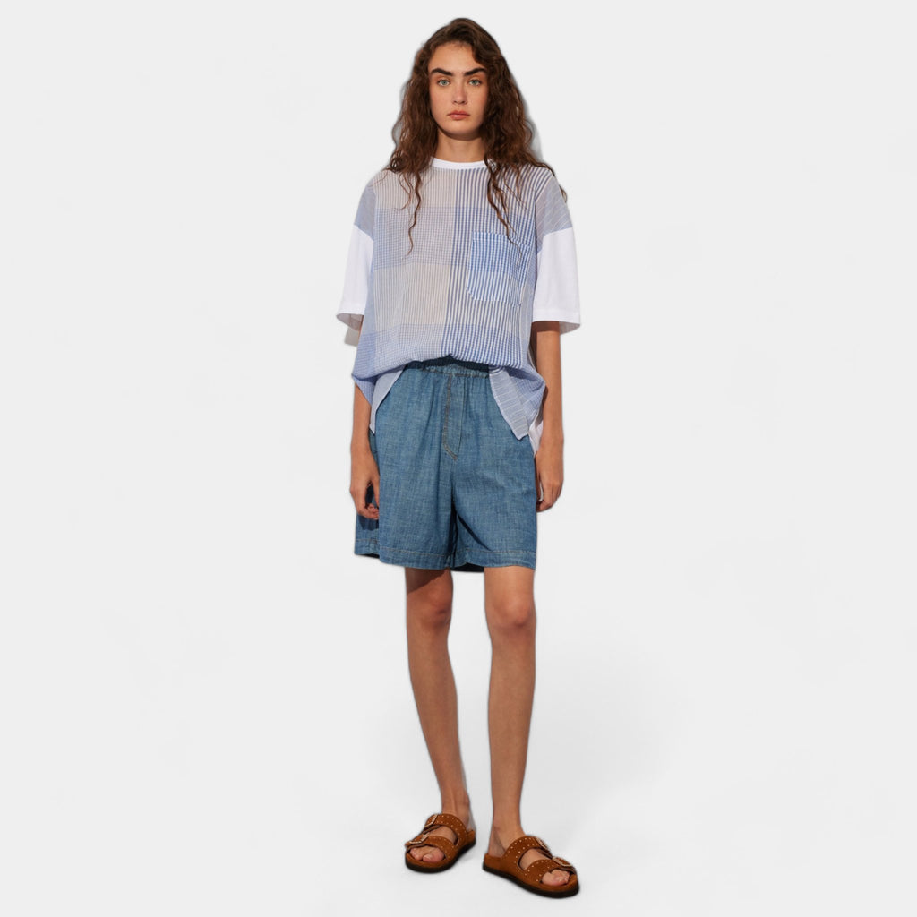 SEMICOUTURE Semicouture T-shirt bimateriale millerighe - Bianco - Hubert Humangoods