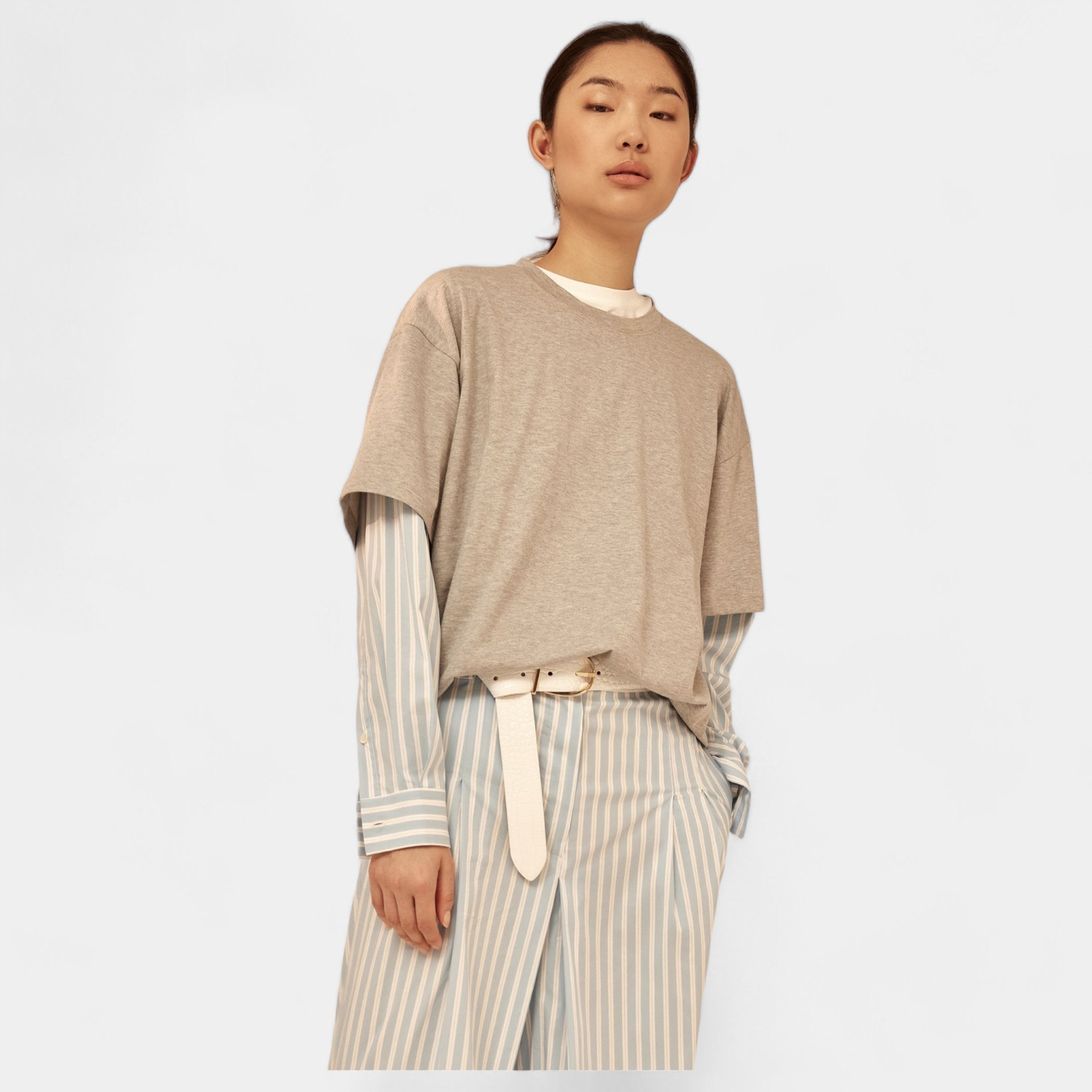 SEMICOUTURE Semicouture T-shirt con maniche in popeline - Grigio - Hubert Humangoods