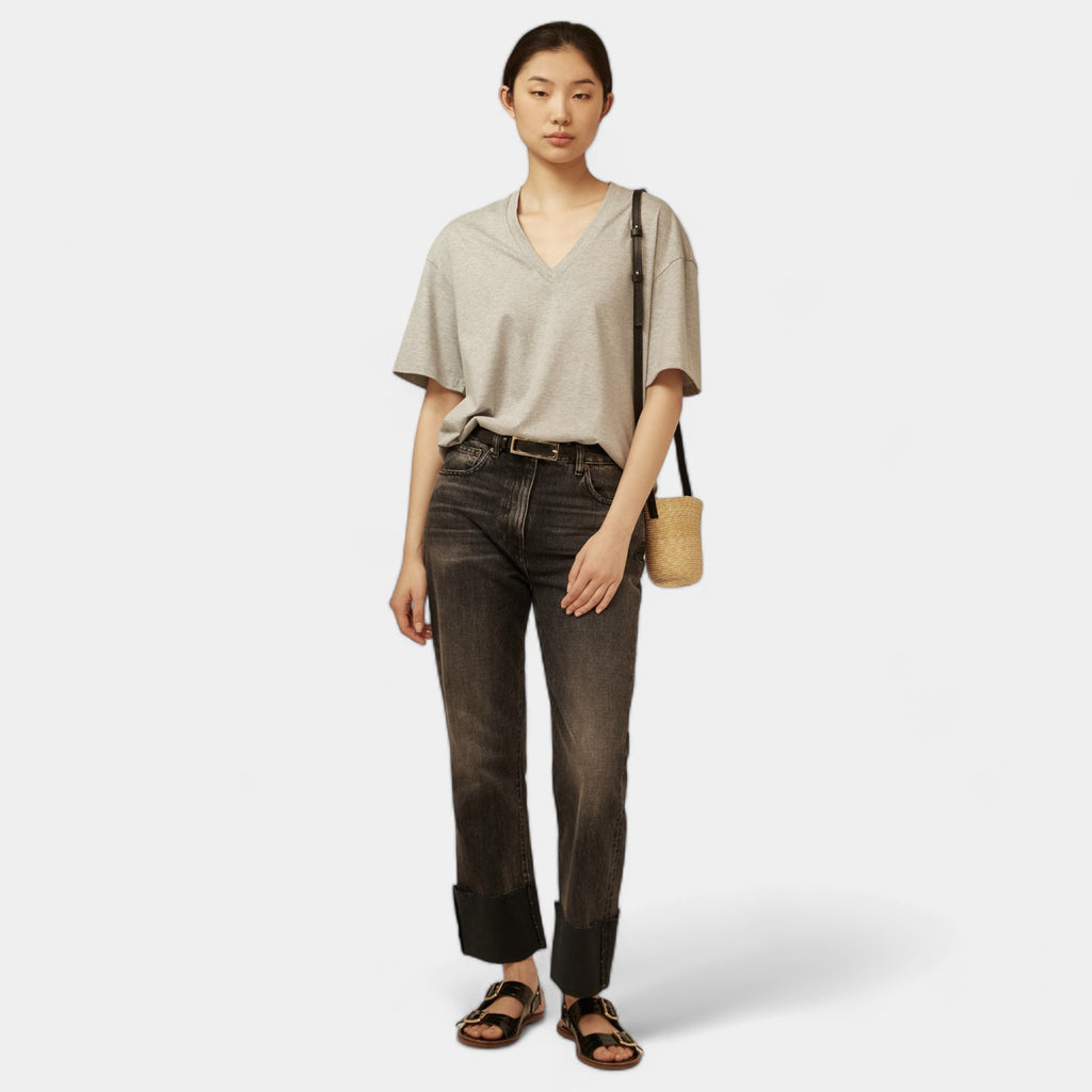 SEMICOUTURE Semicouture T-shirt scollo a V - Grigio - Hubert Humangoods